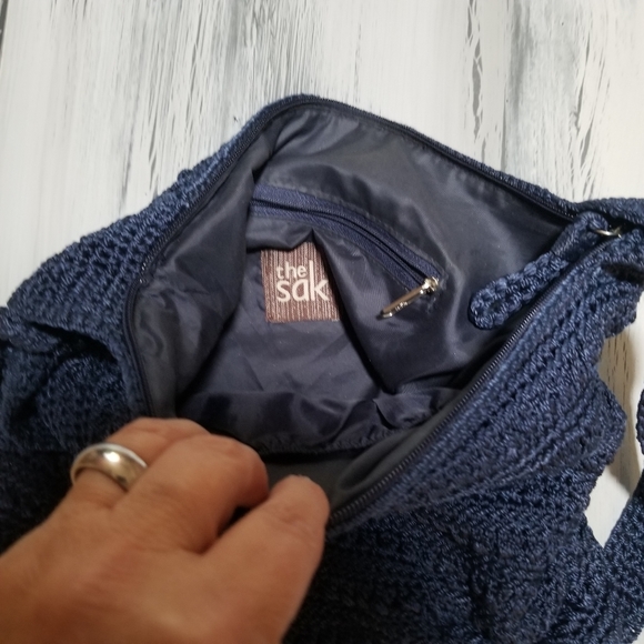 The Sak navy blue crochet shoulder/crossbody bag, in EUC - Picture 7 of 9